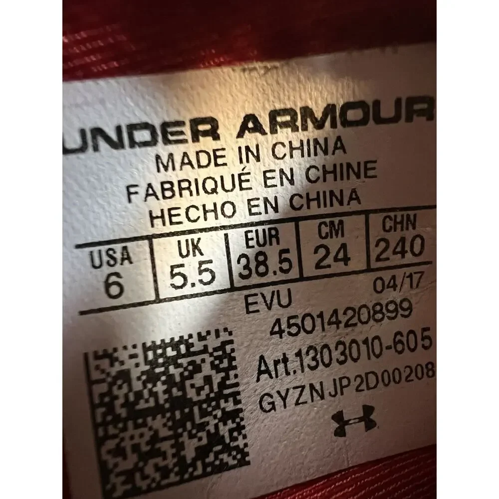 SHOES Red UnderArmour High Tops Size US6